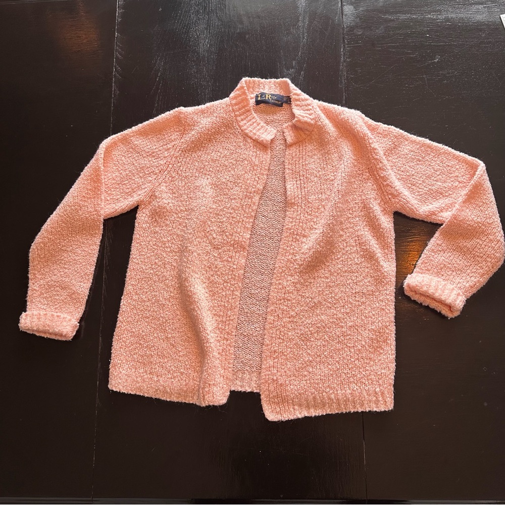 Vintage LeRoy Medium Pink knit Grandma Core Kniting indoor Cardigan Sweater